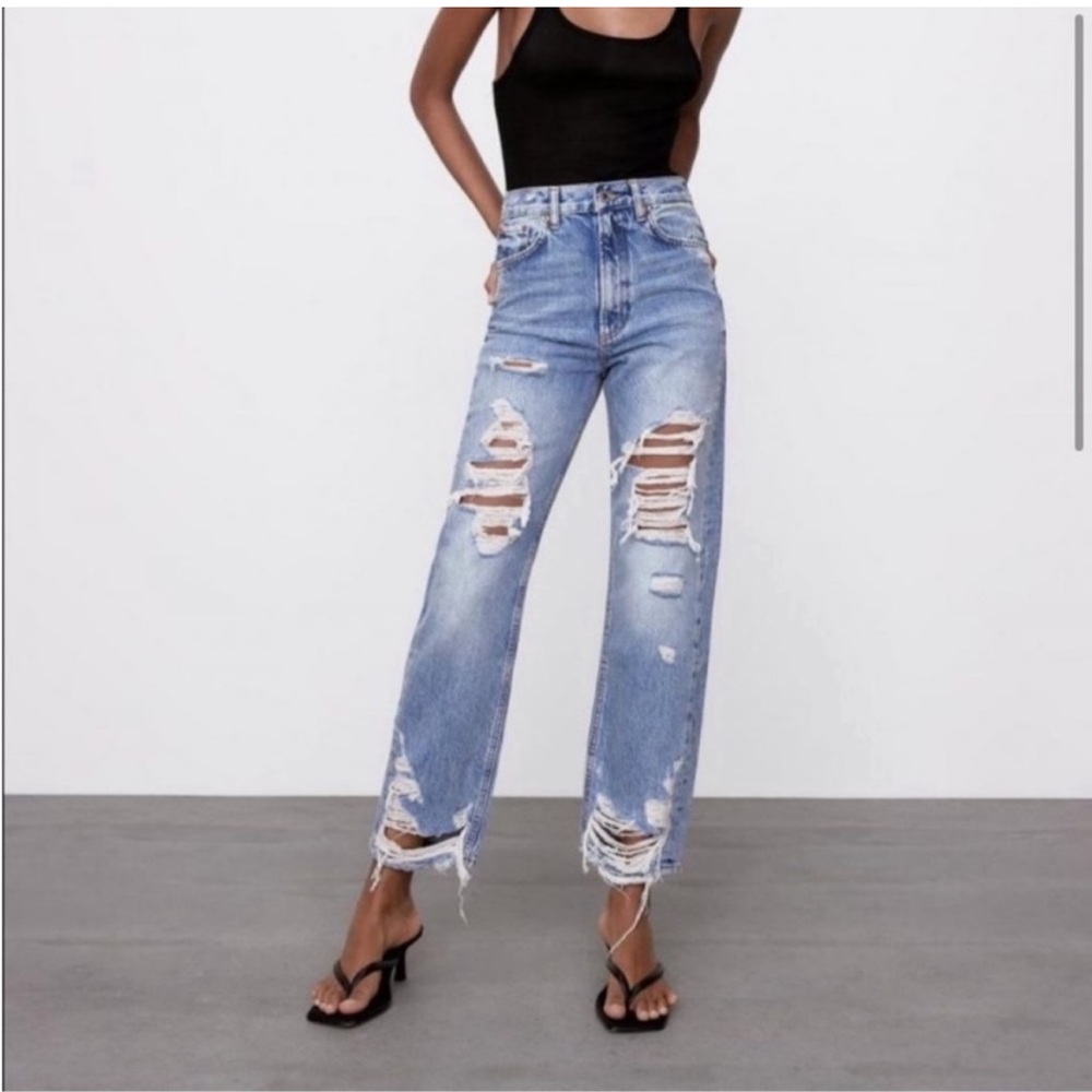 Distressed Blue Jeans
